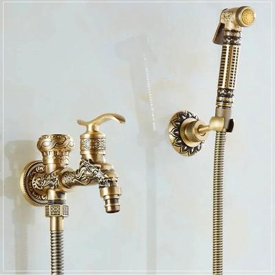 Antique Toilet Bidet Brass Wall Ass Bidet Faucet Washing Tap Anal Shower Wall Handheld Hygienic Sex Bidet Sprayer Set