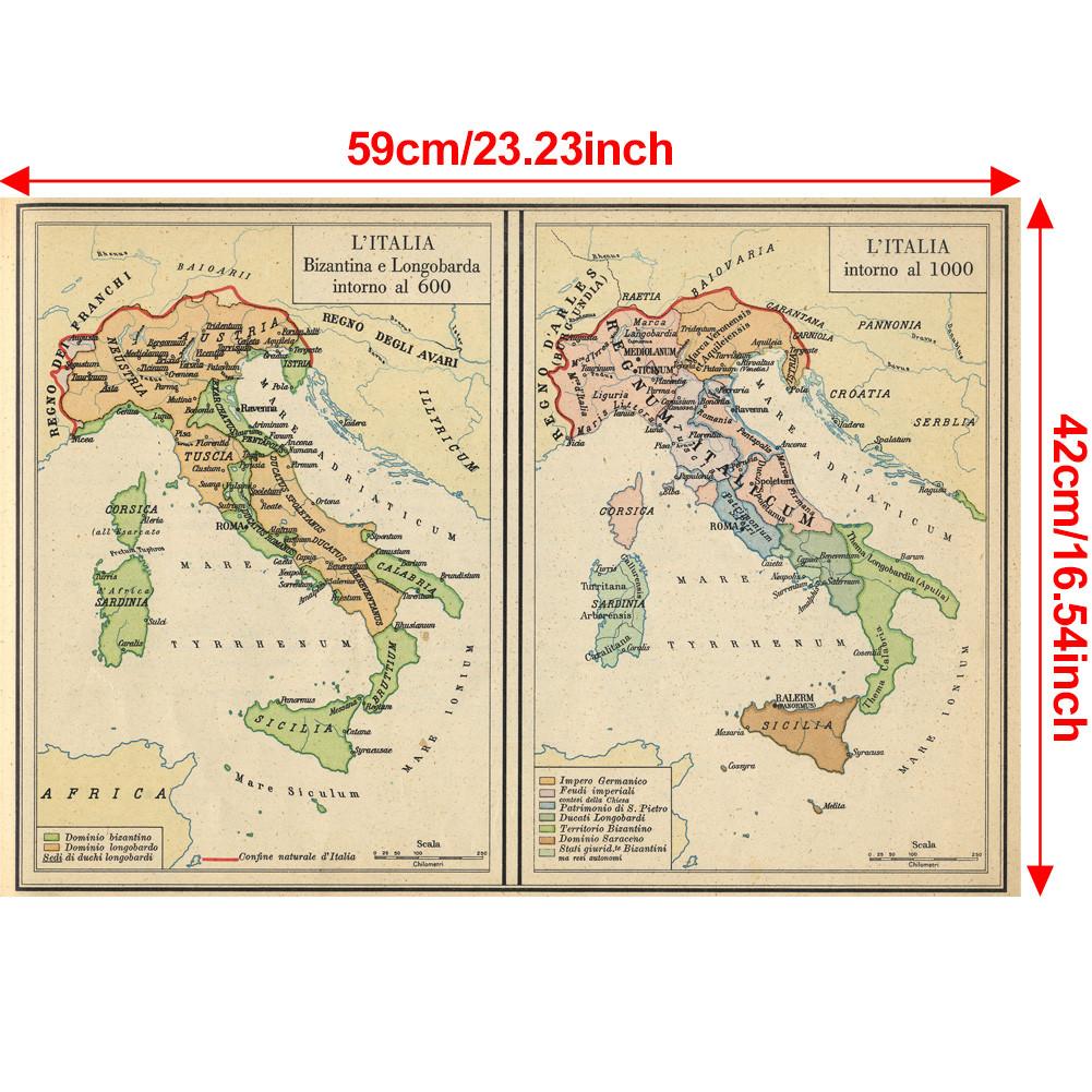 Fundal Harta Italiană-Harta Italiei Vintage,Decor de Perete Decor Acasă,Studiu,Instrumente Geografice,Instrumente Turism/educație