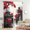 2pcs   2D FLAT PRINTING Curtains (Without Rod) Crimson Serenity Popular Light Filtering Curtains Polyester Easy Install Curtains