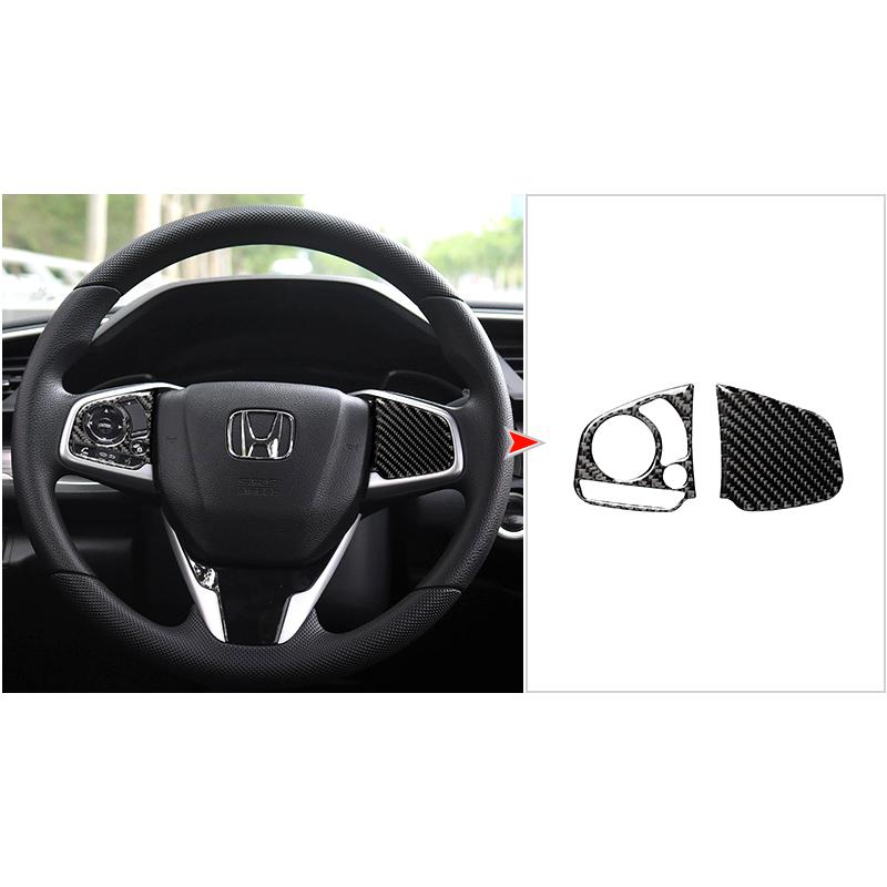 Carbon Fiber Car Steering Wheel Button Trim Cover Frame Stickers For Honda Civic 2016-2019 Car Styling Accessories