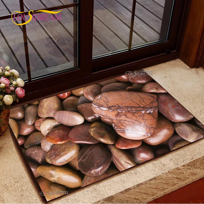 3D Cobblestone Welcome Entrance Doormats Cartoon Carpets Rugs For Home Bath Living Room Floor Stair Kitchen Hallway Non-Slip Mat