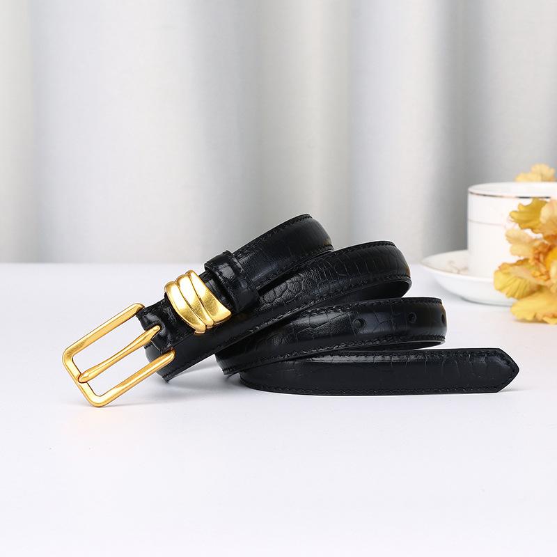 Fashion Trend Crocodile Pattern Belt Women'S Leather Pin Buckle Korean Version Small Suit Decoration Casual Jeans Thin Belt Women