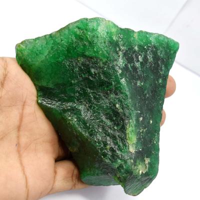 1621 Ct Natural Colombian Green Raw Emerald Rough Uncut Loose Gemstone