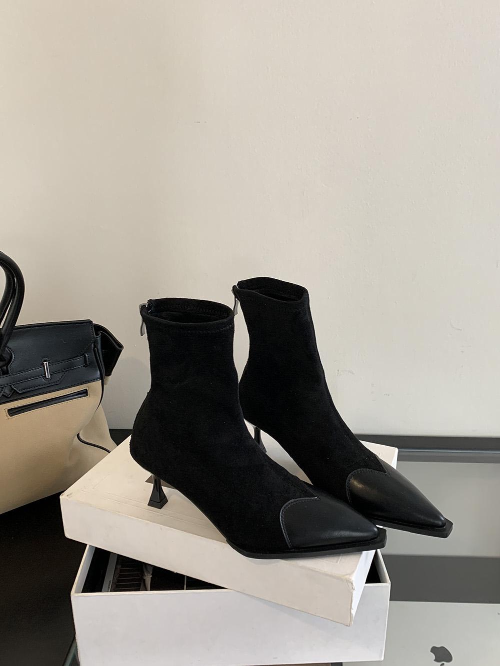 

модные женские ботильоны с острым носком, серебристо-черные, с леопардовым принтом, 2024, новые поступления, носки, боты с застежкой-молнией сзади, тонкие туфли на высоком каблуке, осень-весна 7.5 чёрный