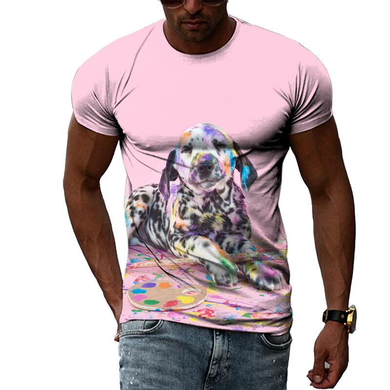 Letní móda Zvířecí pes Grafická trička pro muže Neformální 3D tisk Tričko Hip Hop Harajuku Osobnost Kulatý výstřih Krátký rukáv Top