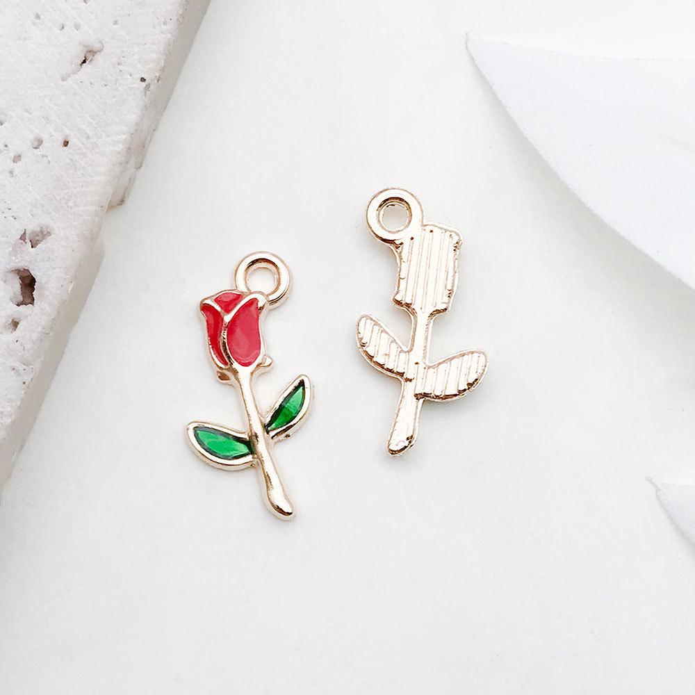 Red Cherry Blossom Oil Drop Keychain & Earrings Set: DIY Jewelry & Hair Accessories