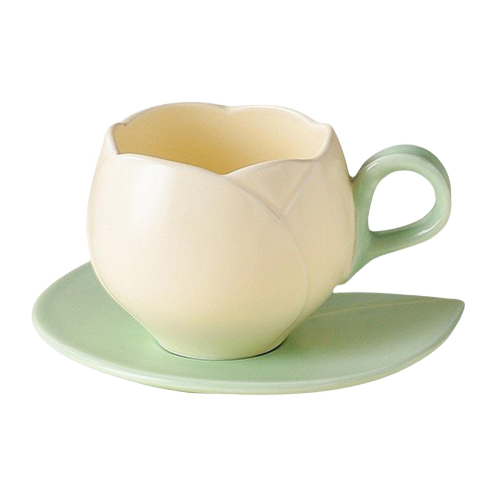

-shaped Ceramic Coffee Mug With Saucer, Comfortable Handle, -shaped Cup, Heat-resistant Surface, Suitable For And Home Use One Size білий