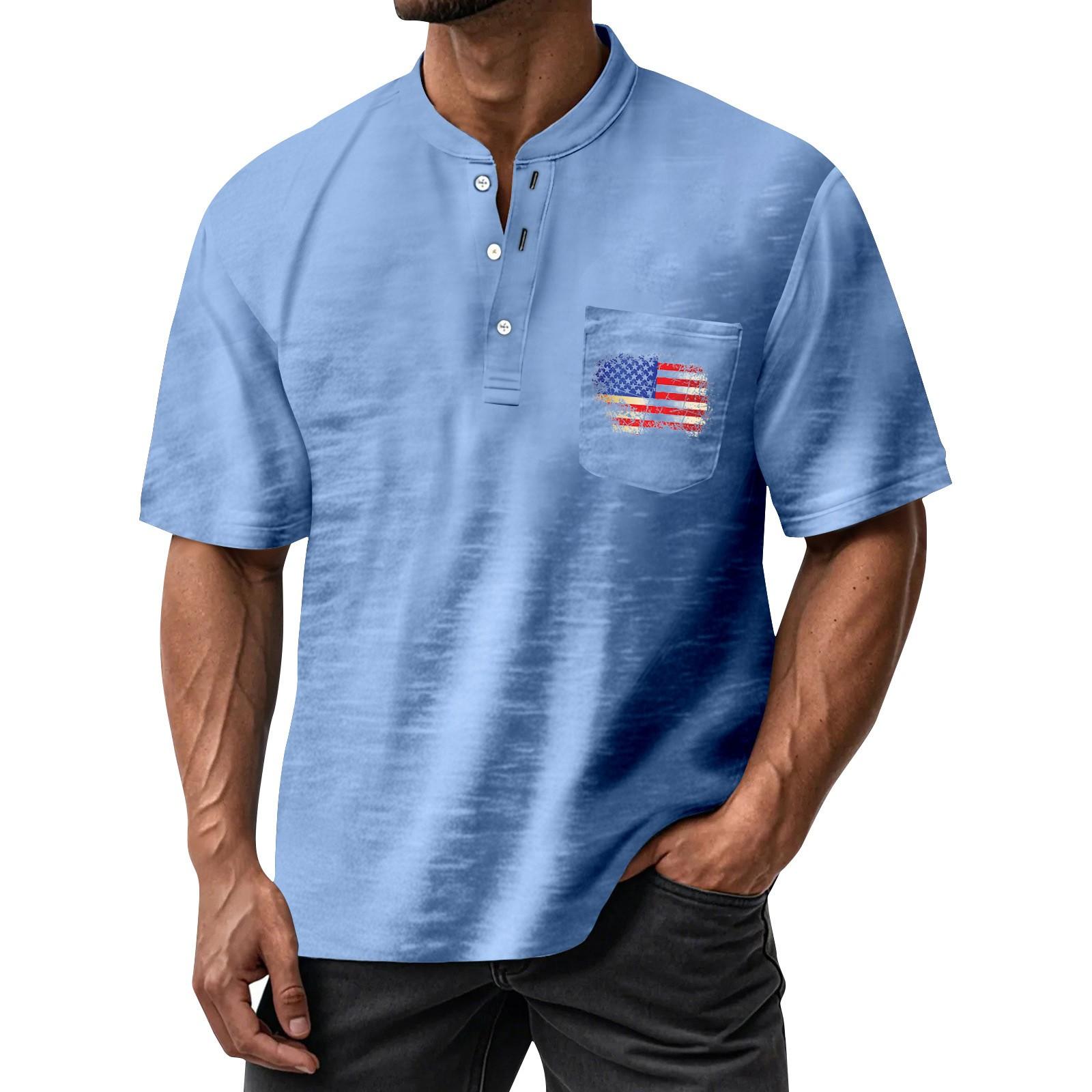 

Мужская летняя футболка с круглым вырезом и коротким рукавом с узором ко Дню независимости, мужская повседневная рубашка на пуговицах на все случаи жизни XXXL