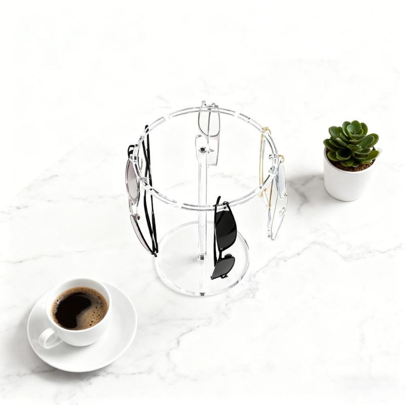 Acrylic Sunglasses Display Stand 360 Degree Rotation Quiet Bearings Weighted Base For Stability Prevents Tipping