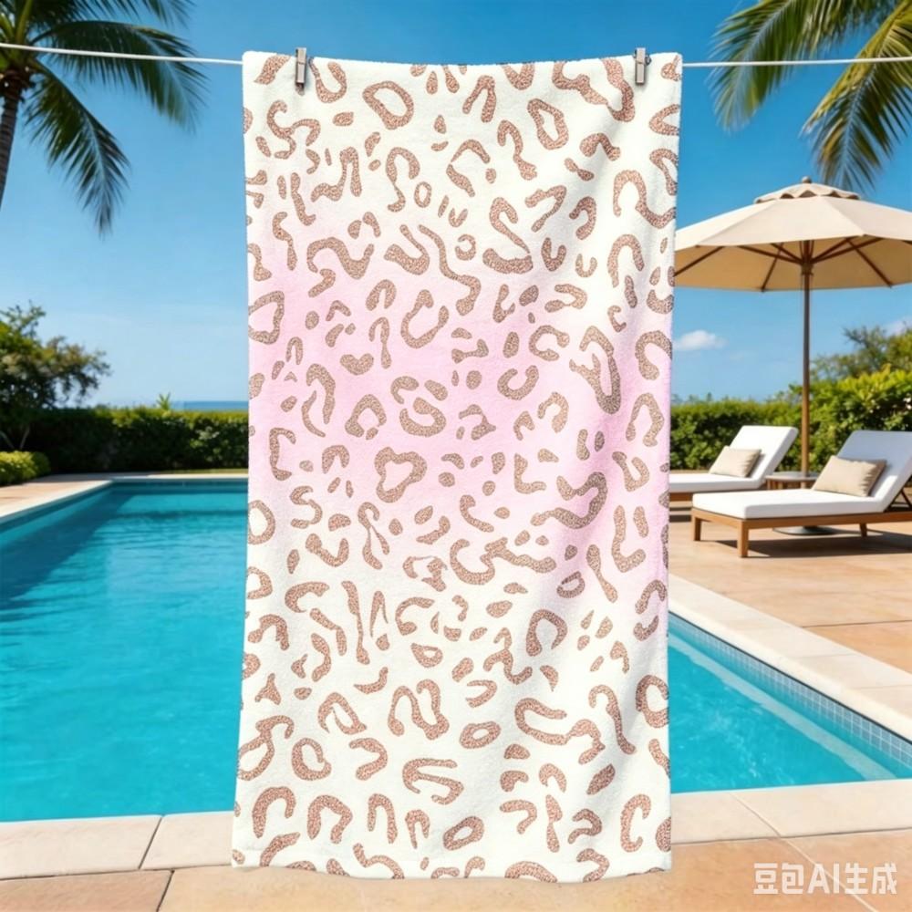 Vibrant Sparkly Leopard Towel Oversized Shimmer Gradient Animal Print Microfiber Towel for Beach Trips 50x100cm