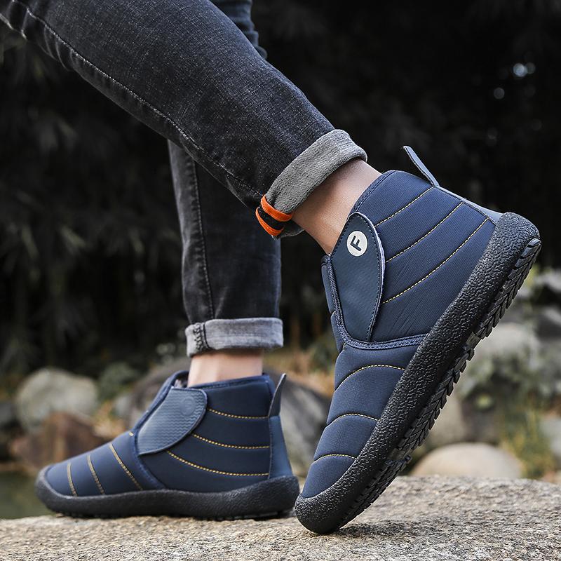 Herren Schneestiefel Damen Winter Warm Arbeits-Wüstenstiefel mit Fell Unisex Slipper Outdoor Wanderschuhe für Paar Große Größe Wasserdicht