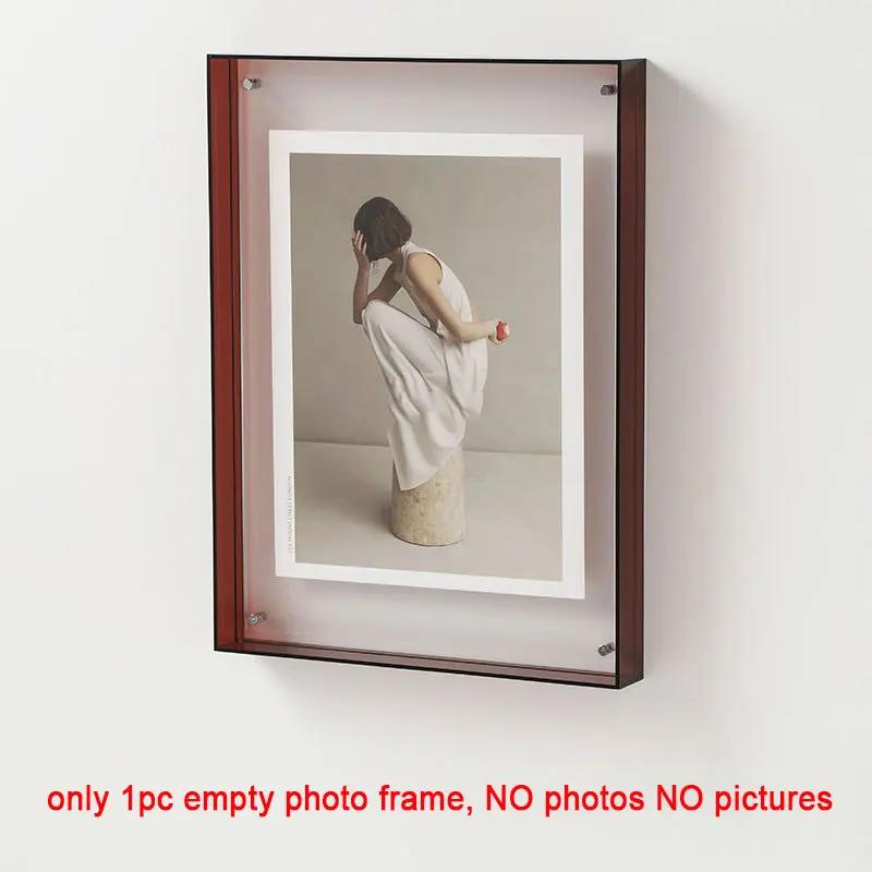 Acrylic Photo Frame Box Transparent Photocard Holder Interior Frame Picture Display Stand Office Home Desktop Wall Decoration