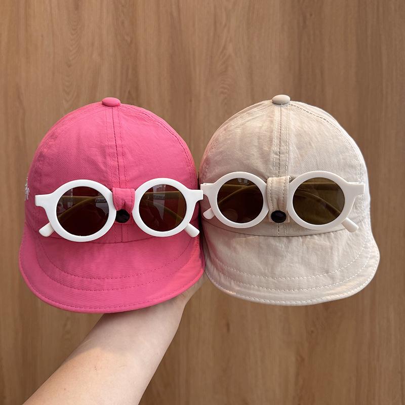 Removable Sunglasses Baby Hat Spring and Autumn Quick Drying Baseball Cap Boys and Girls Summer Sun Protection Sun Hat Big Brim Pot Hat