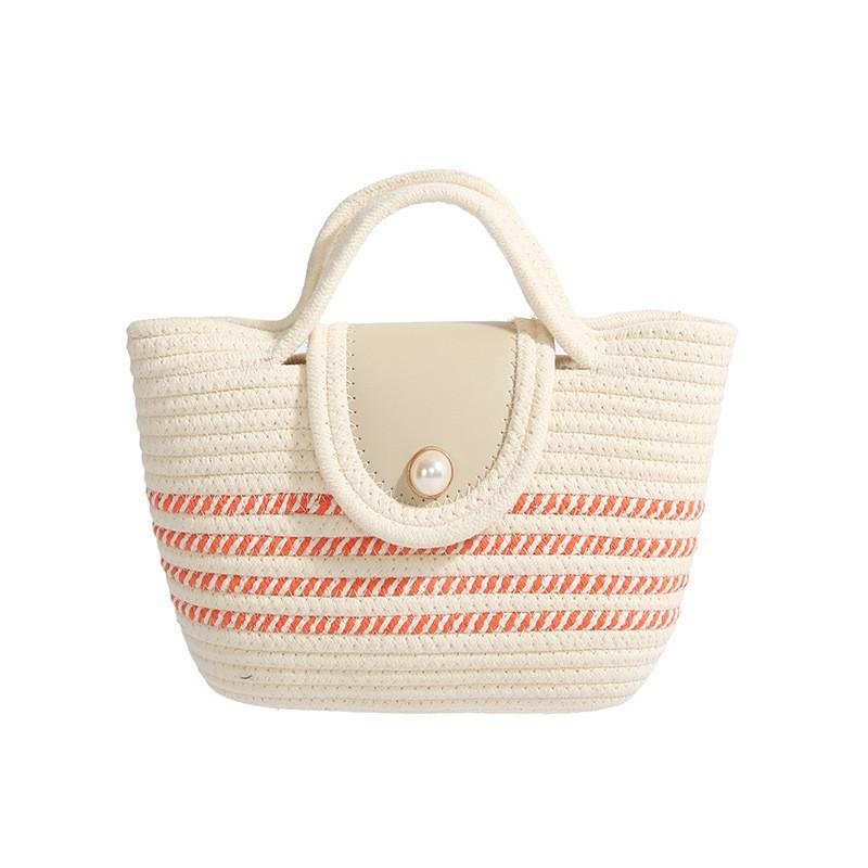 

Vacation Style Woven Tote Bag Women 2025 New Casual Seaside Beach Texture Vegetable Basket Handbag one size
