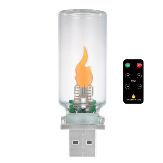USB Flame Night Light with Touch Control Realistic Flickering LED Candle for Home Car