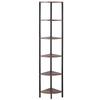 6 Tier Corner Shelf, Tall Corner Stand with LED Light, Wall Shelves Tower Storage Organizer with Metal Frame & Wooden Shelves, Narrow Display Book