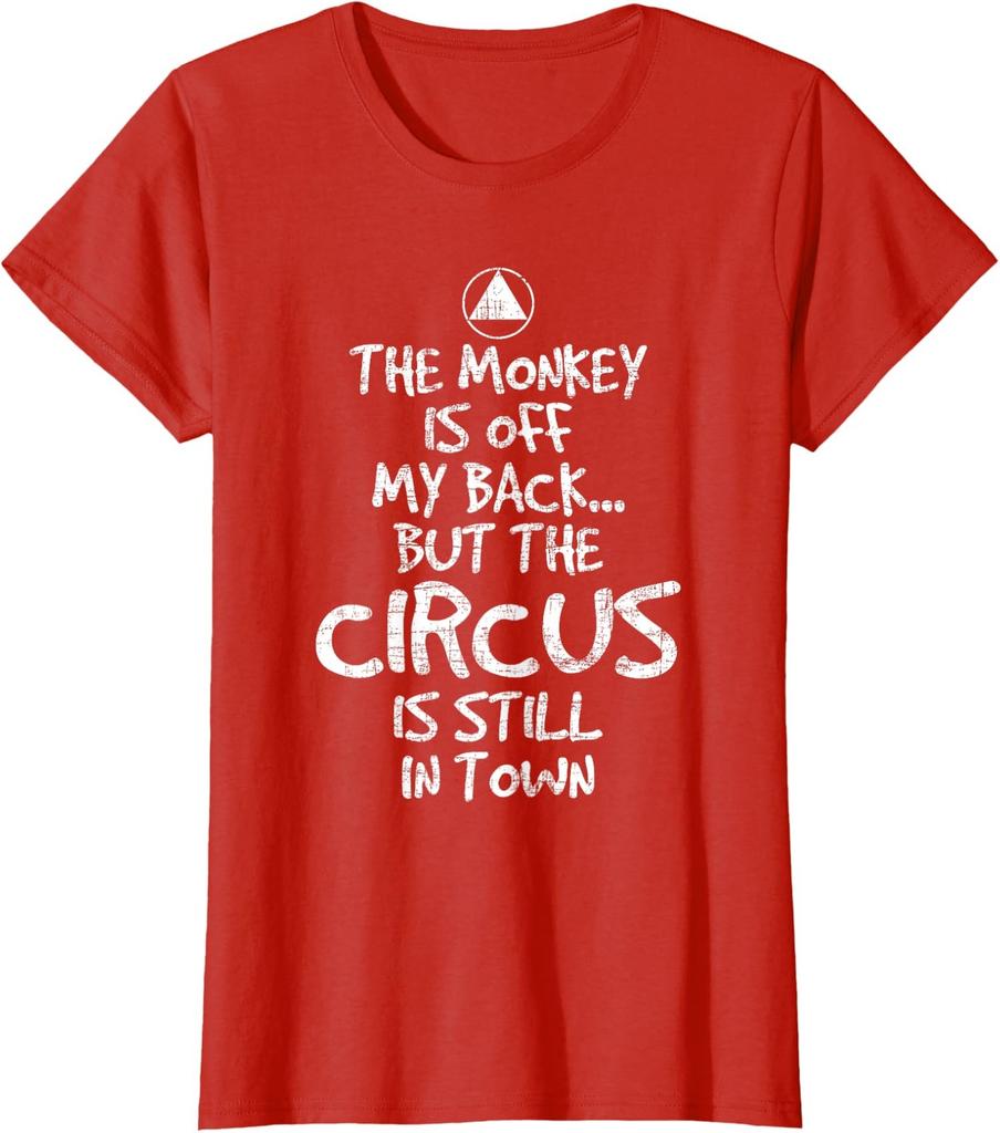 The Monkey Is Off My Back Sobriety Anniversary Sober Ladies' Crewneck T-Shirt