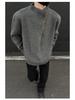 Men's Korean Style High Neck Sweater with Irregular Button Design – Trendy Oversized Knitwear