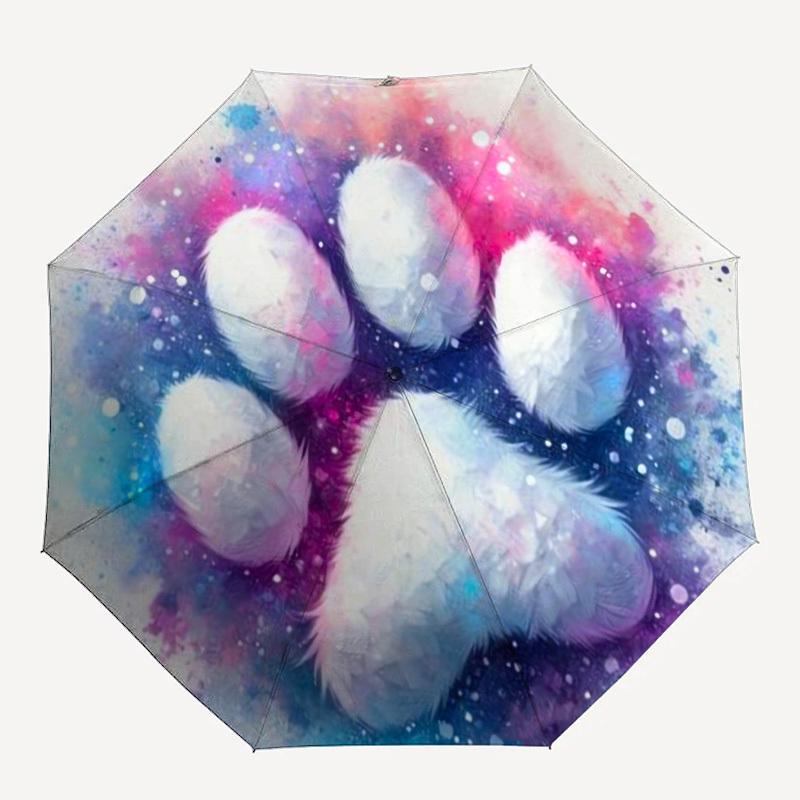 

1pc Paw Print Galaxy Pattern Umbrella Design Automatic Opening and Closing Umbrella, High-quality Travel Umbrella, Lightweight and Portable, -01