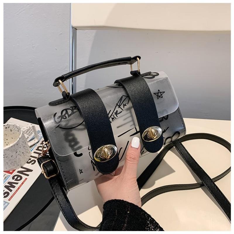 Transparent jelly small summer bag for women new simple casual hand graffiti shoulder feminine crossbody