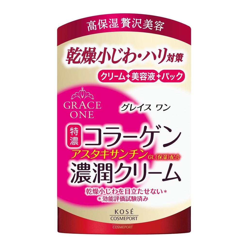 Grace One Rich Moisturizing Cream 100g Bonus 1 Blackhead Remover Pack for Nose KOSE Sensitive Skin + - - Anti-aging, Moisturizing, Facial,