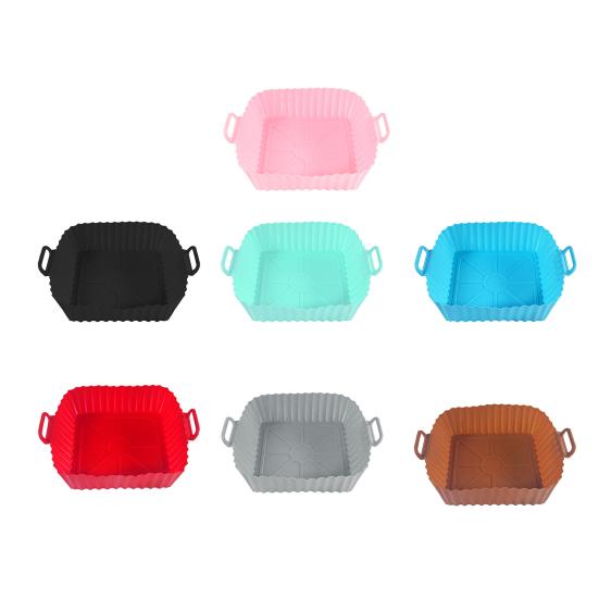 Air Fryer Liners Silicone Baking Tray Reusable Air-fryer Basket Air Fryer Cooking Mat Non-stick Pizza Pan Oven Kitchen Accessories