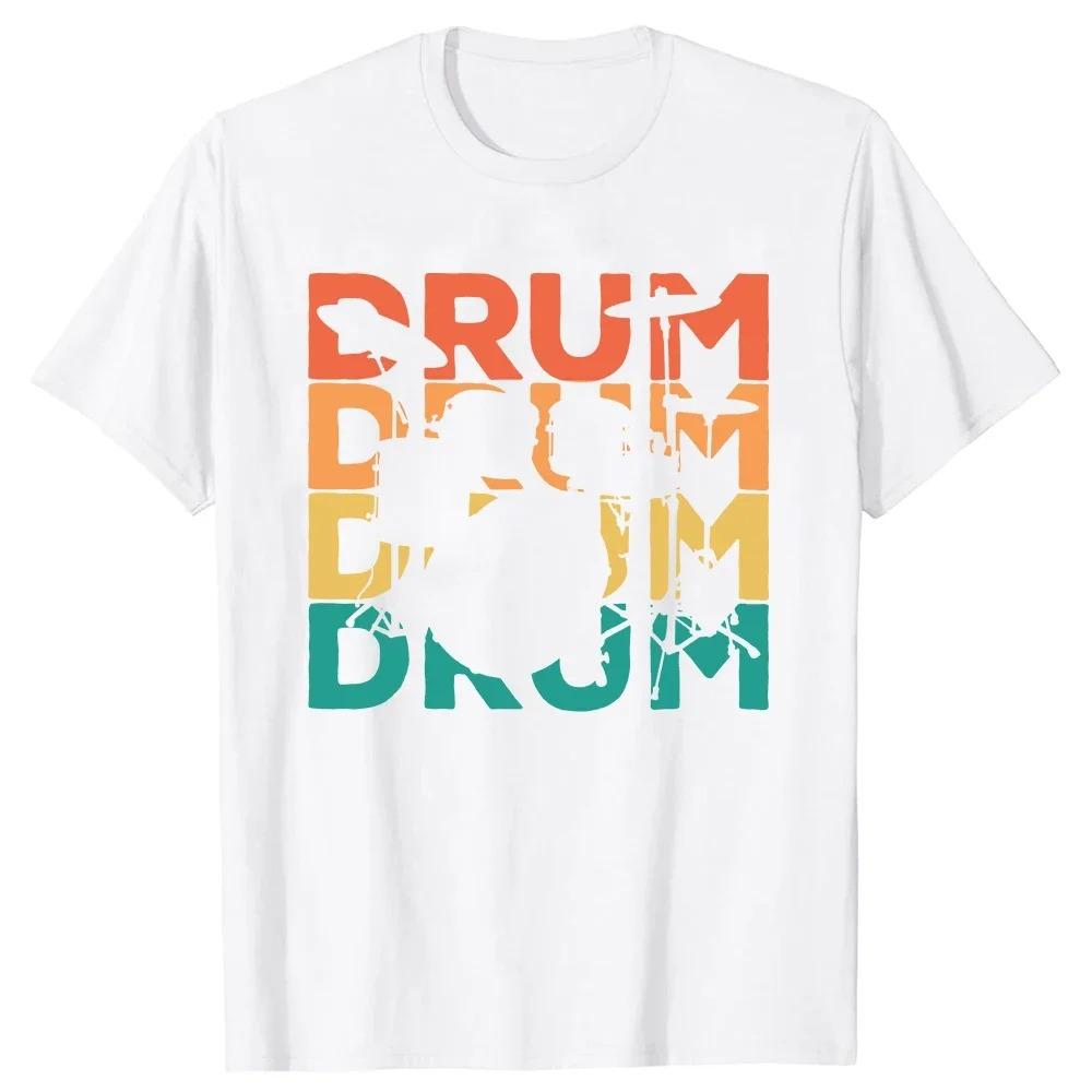 Drummer Retro Evolved Drummer Set T Shirt Original Cotton Short Sleeve Destruction Silent Drummer Pattern Printed Short Sleeve