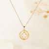 Shell Double-sided Micro Inlaid Four Leaf Grass Pendant Titanium Steel Necklace, the Best Gift for Girls