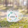 Hello Spring Enamel Camping Mug Appreciation Best Original and Fun Gifts Drink Juice Water Dessert Cocoa Milk Handle Cup