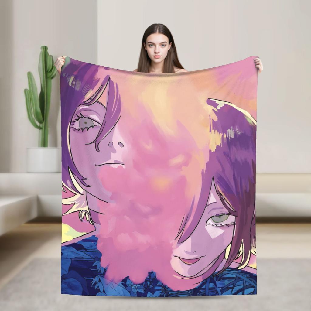 Chainsaw Man Reze Blankets Quality Soft Bedding Throws Winter Airplane Travel Living Room Funny Bedspread