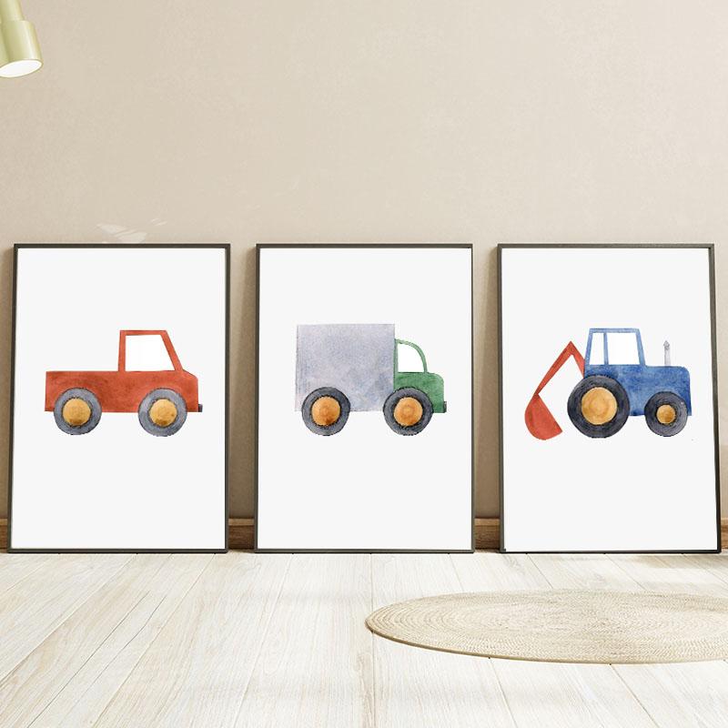 Classic Simplicity Cartoon Cars Art Posters Airplane Canvas Painting Children's Room Wall Art Pictures Home Aesthetic Decor