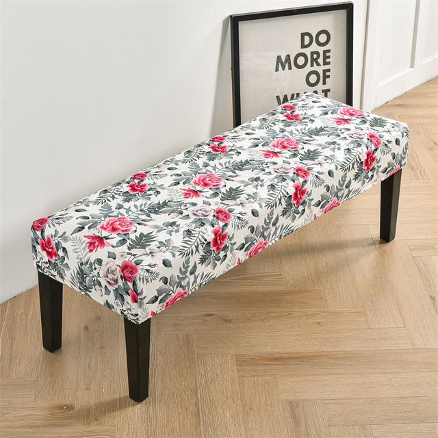Blomstertrykt benktrekk Spisestue Stretch Spandex Pianokrakkdeksler Rektangel Seng Lang krakkdeksel Møbler Hjemmedekor
