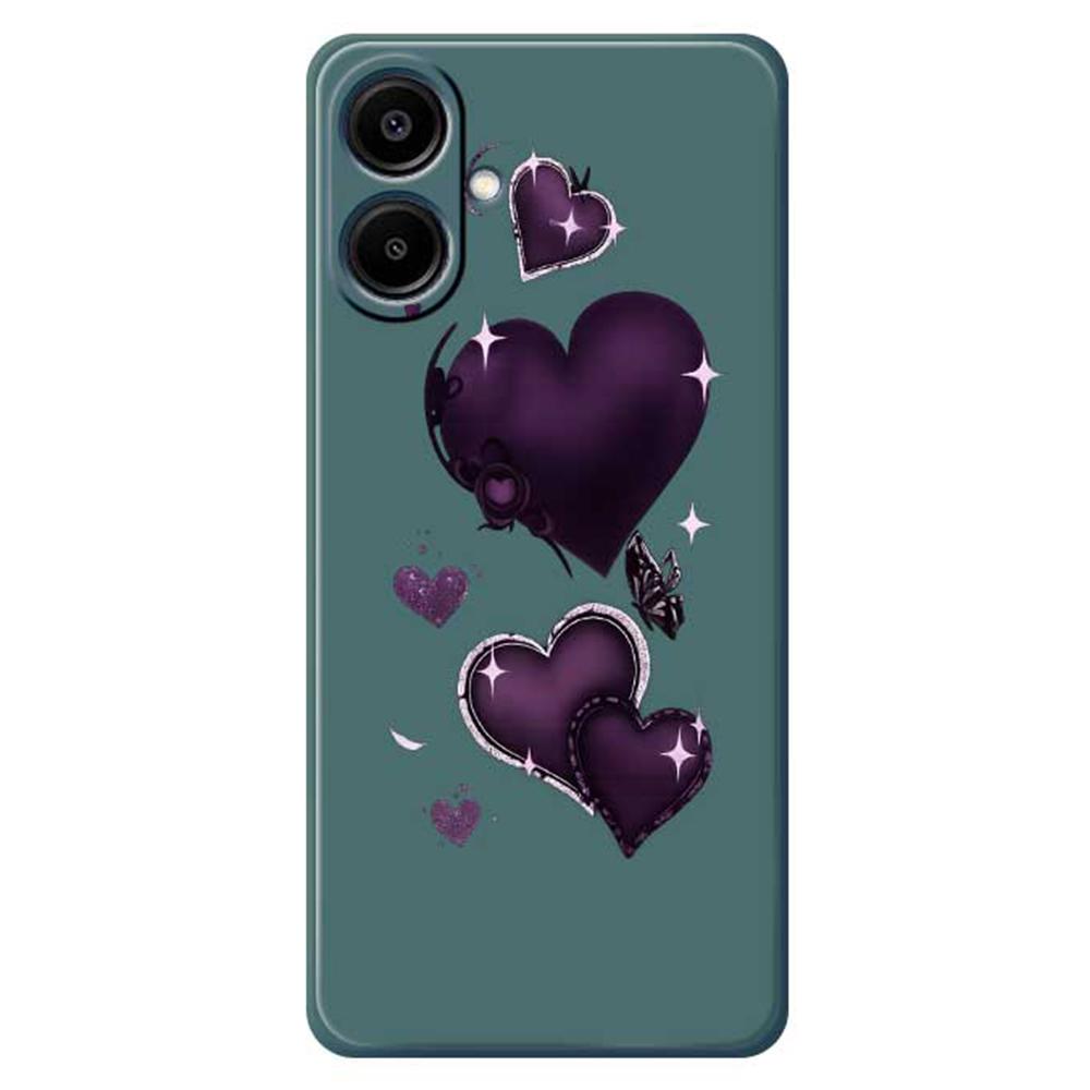 For Samsung Galaxy A07 4G Case Purple Love Pattern Printing Straight Edge TPU Phone Back Cover