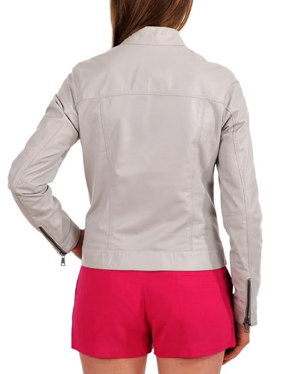 New Women Jacket White Leather Lambskin Handmade Casual Stylish Biker Wear Soft
