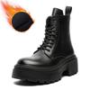 British Style Men Casual Platform Boots Black Trendy Genuine Leather Shoes Cowboy Autumn Winter Boot Cool Motorcycle Botas Mans