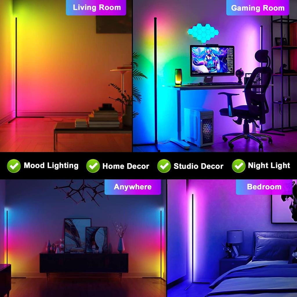 Newest Smart RGB LED Floor Lamp Remote APP Control Music 16 Million Color Changing Standing Mood Light with APP Remote Control