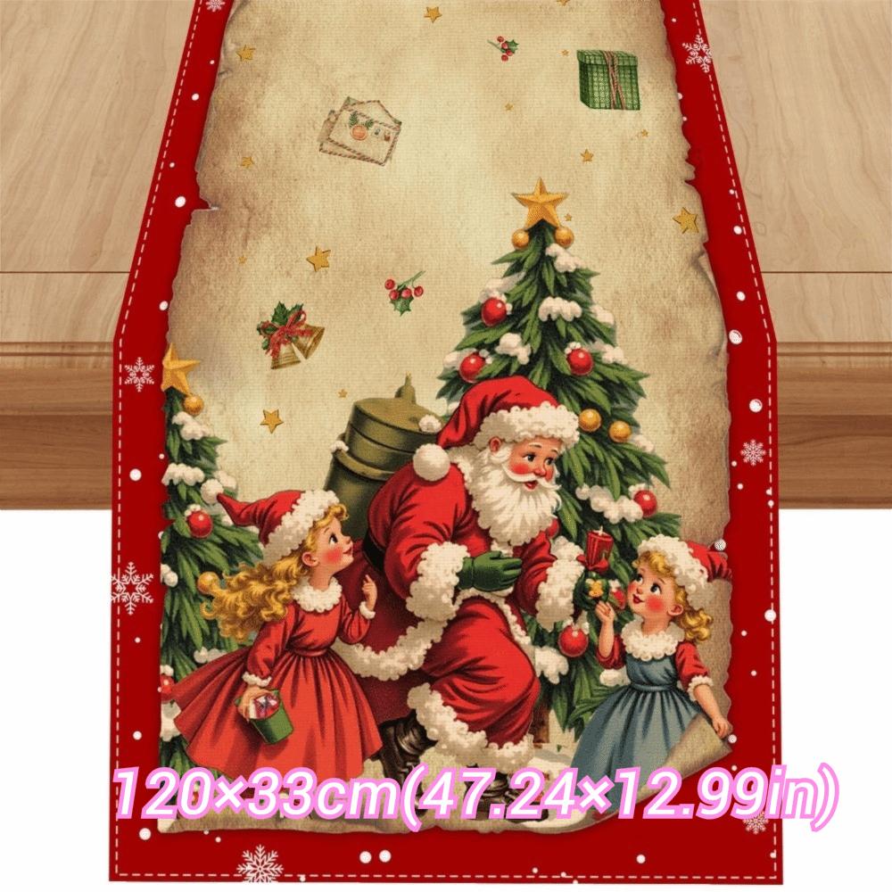 New Year Christmas Table Runner Santa Claus Xmas Bells Christmas Tablecloth Flag Cover Navidad Gift Merry Christmas Decorations