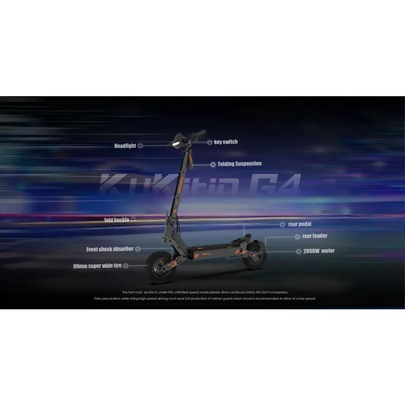 EU Lager KuKirin G4 Elektroroller 2000W Motor 60V 20Ah Akku 75km Top Reichweite 70km/h Max Geschwindigkeit 11" Offroad Vakuumreifen