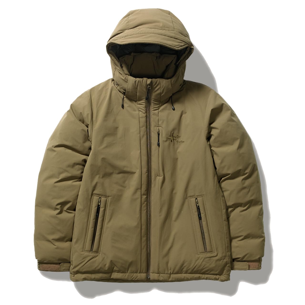 

Foxfire Conquestor Down Jacket (7313136) Khaki, Made with ALLIED Down, Water-Repellent, 650 FP, and Removable Hood