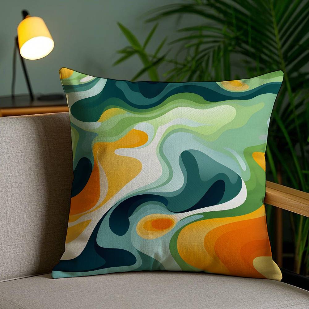Abstract Geometric Pattern Pillow Case Anti-dustmite Pillowcase Invisible zipper silky short plush Sofa cushion cover