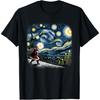 Van Gogh Starry Night Santa Christmas Winter Snowy Night T-Shirt(11)