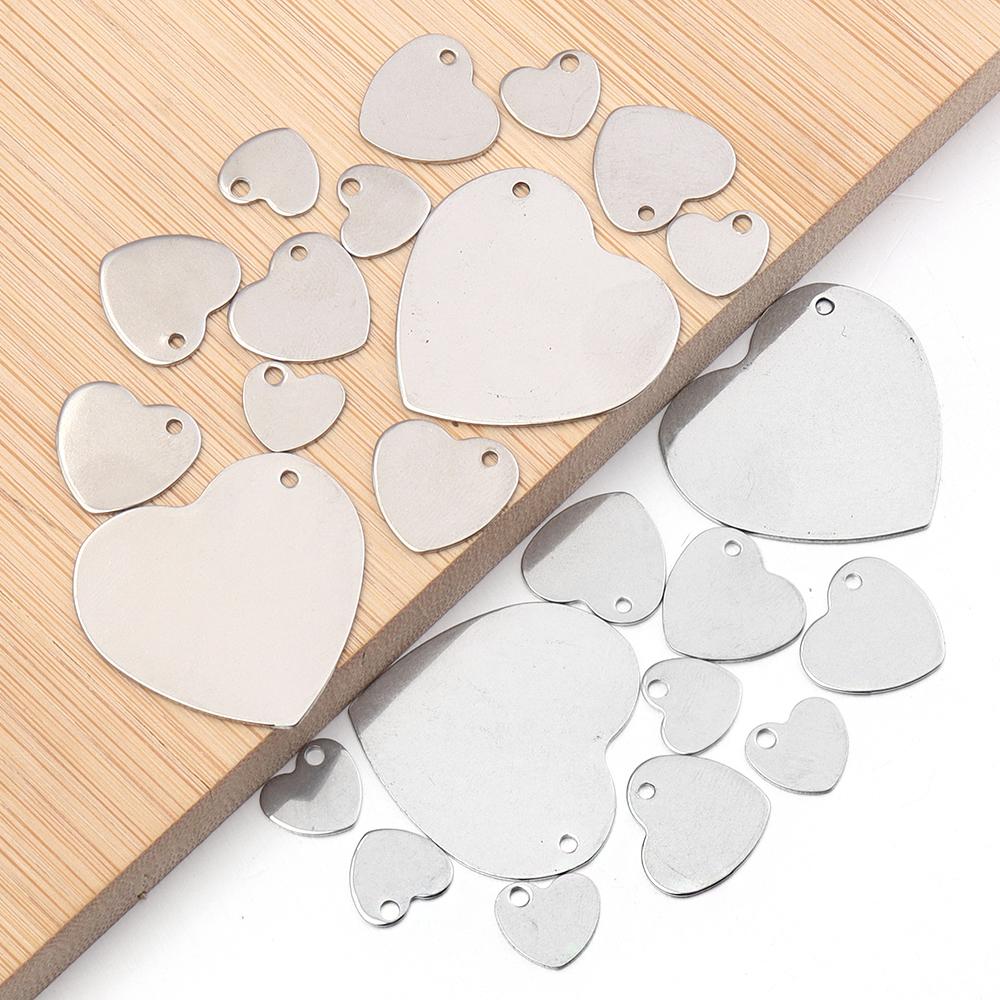 10pcs/Lot 10 14 18mm Heart Stainless Steel Charms for Jewelry Making Logo Small Heart Charms Pendant DIY Bracelet Necklace