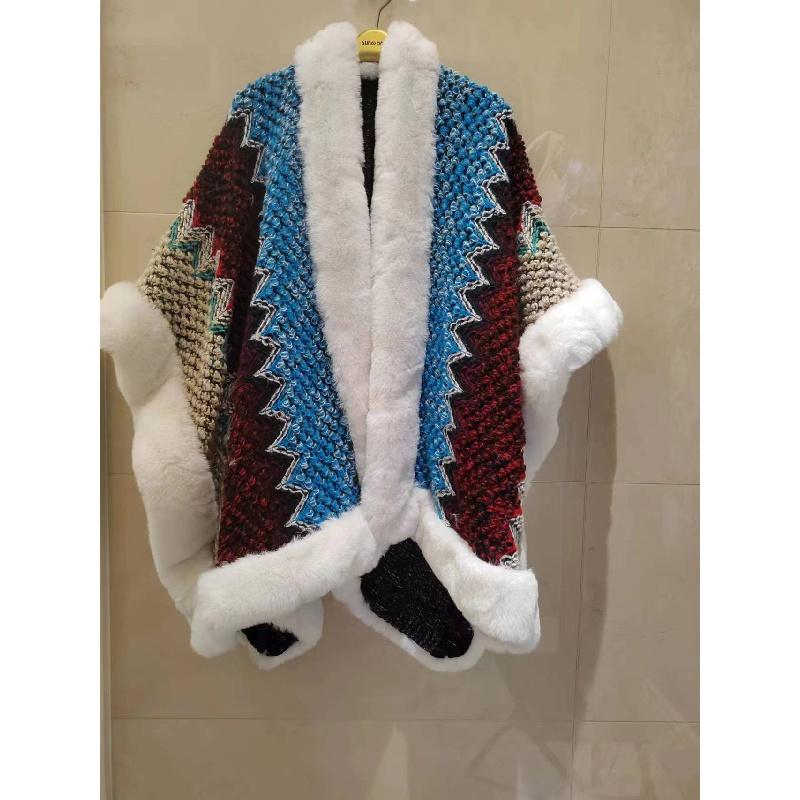 Ethnic Style Fur Shawl Women's Outer Wear Autumn and Winter New Fashionable Stylish High-End Rabbit Fur Collar Scarf Thickened Cape Women