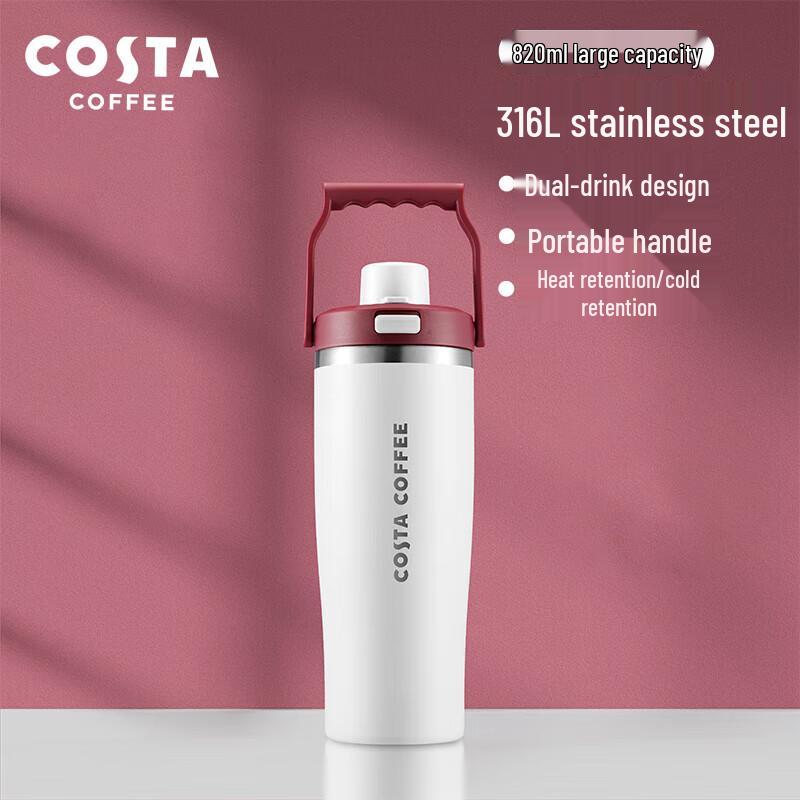 COSTA Large Capacity Stainless Steel Insulated Straw Cup 820ml