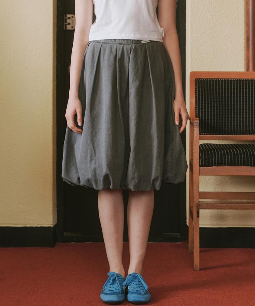 MALOUPE 3104 Balloon Denim Skirt (Gray)