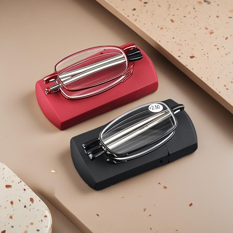 Folding Reading Glasses for Women Small Frame Metal Glasses with Original Box Portable Black Men Farsighted Glasses +1.0 To +4.0