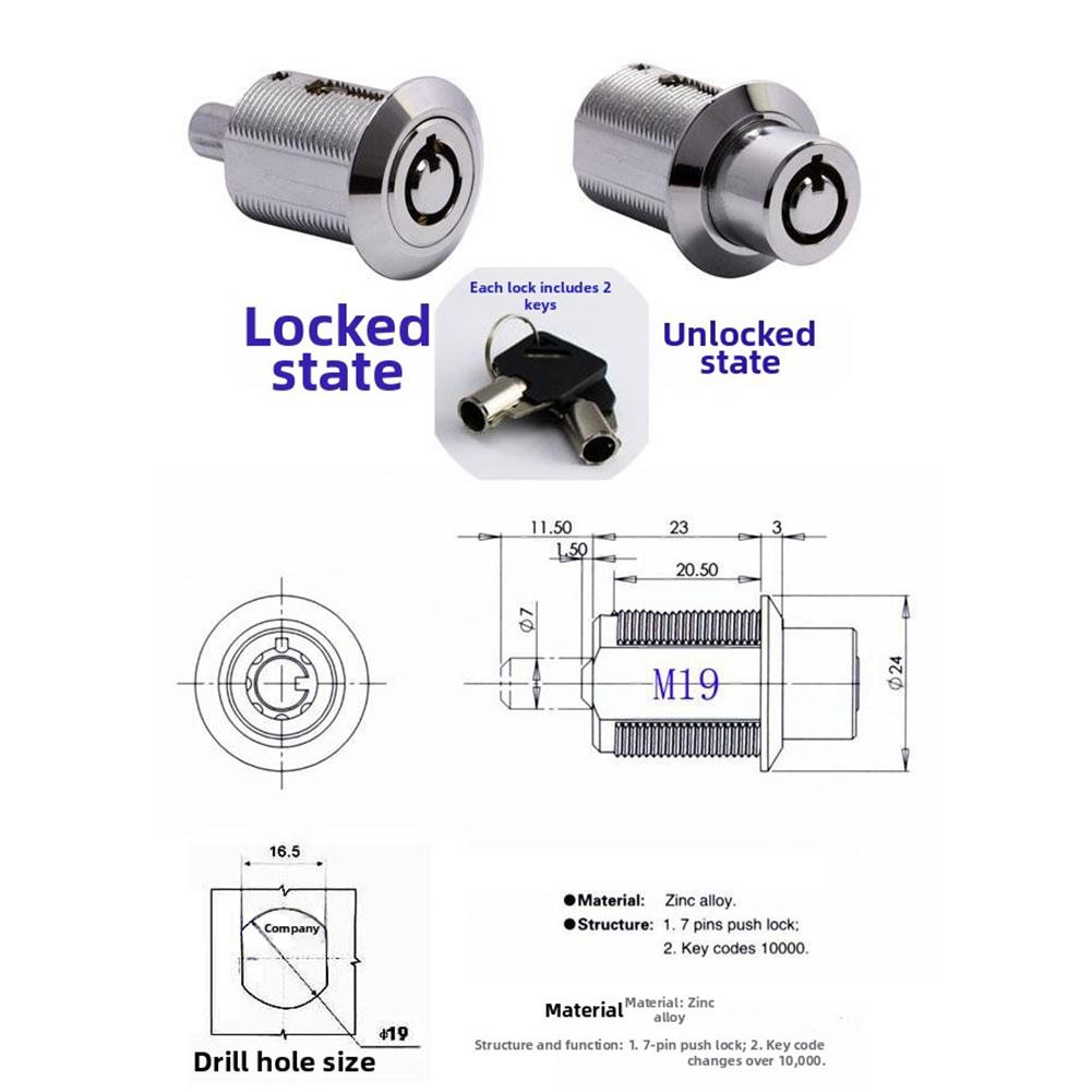 Cerradura Con Llaves de Respaldo Cerradura con Llave de Respaldo Cerradura de Pulsador Tubular Aleación de Zinc de Primera Calidad Mecanismo Seguro Diseño de Llave Conveniente