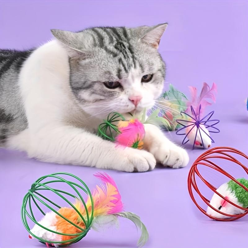 Interactive Cat Toy with Moving Mice - Durable Fabric, Artificial Feathers,Medium Breed Recommended, Playful Cat Toy|Colorful Cat Toy