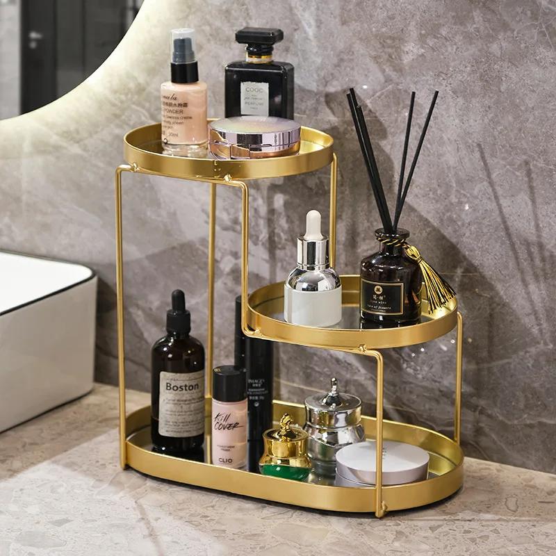 Golden Luxury Metal Storage Rack,Toiletries,Skin Care Cosmetics,Bathroom Supplies Storage Organizer Shelf Bathroom Accessories