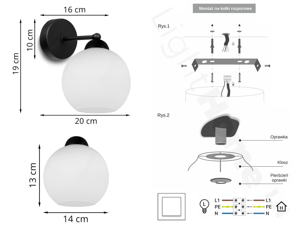 CLASSIC WALL LAMP ELEGANT GLASS SHADE